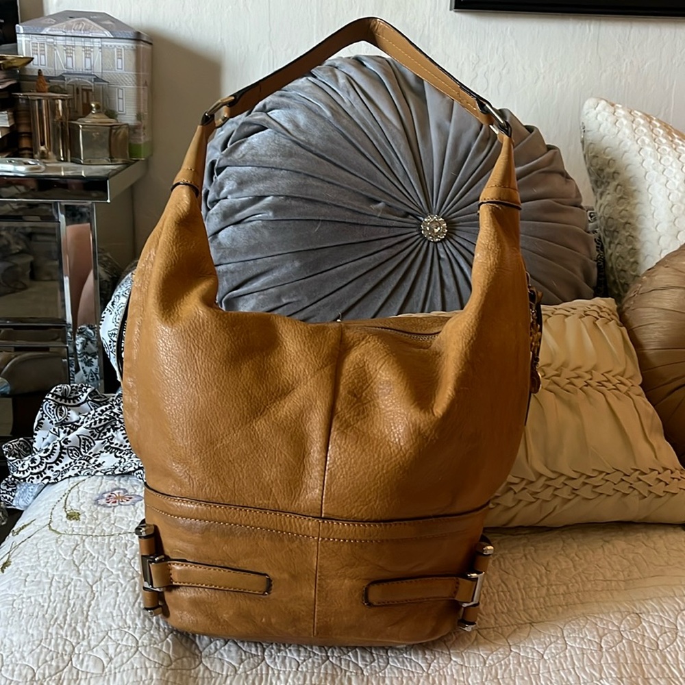 Tan Leather Hobo Shoulder Bag - Women's Everyday Tote